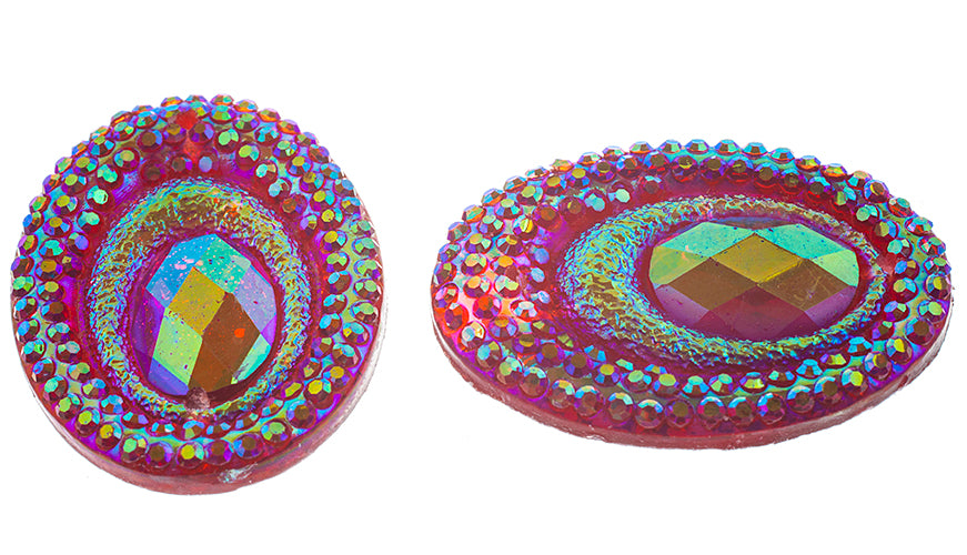 Resin Sew-On Peacock 10pcs 18x25mm Oval 