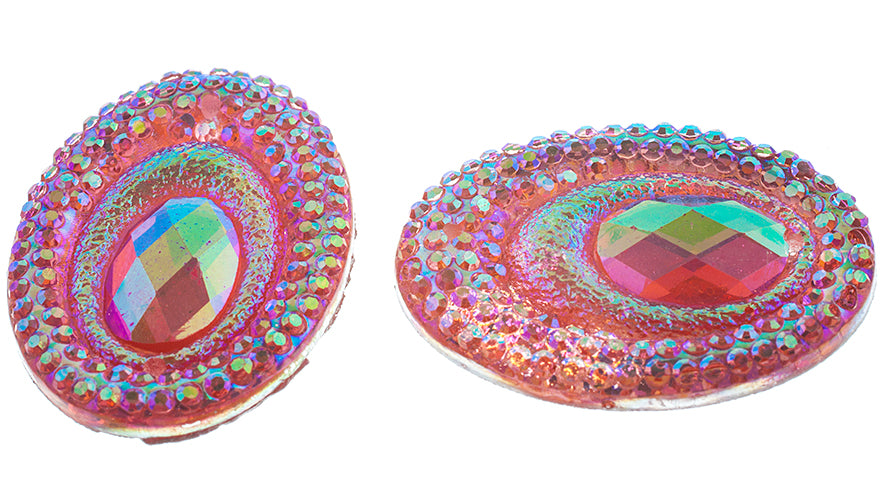 Resin Sew-On Peacock 10pcs 18x25mm Oval 