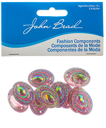 Resin Sew-On Peacock 10pcs 18x25mm Oval 