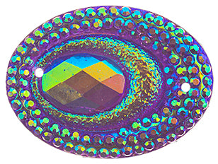 Resin Sew-On Peacock 10pcs 18x25mm Oval