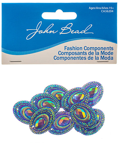 Resin Sew-On Peacock 10pcs 18x25mm Oval 