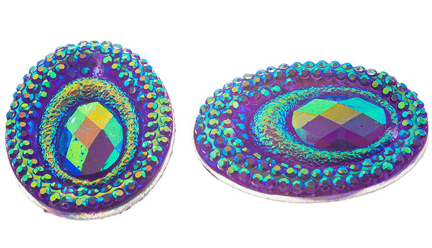 Resin Sew-On Peacock 10pcs 18x25mm Oval 