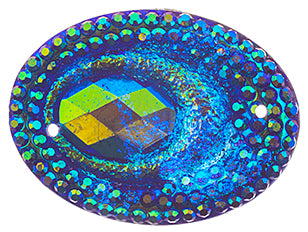 Resin Sew-On Peacock 10pcs 18x25mm Oval