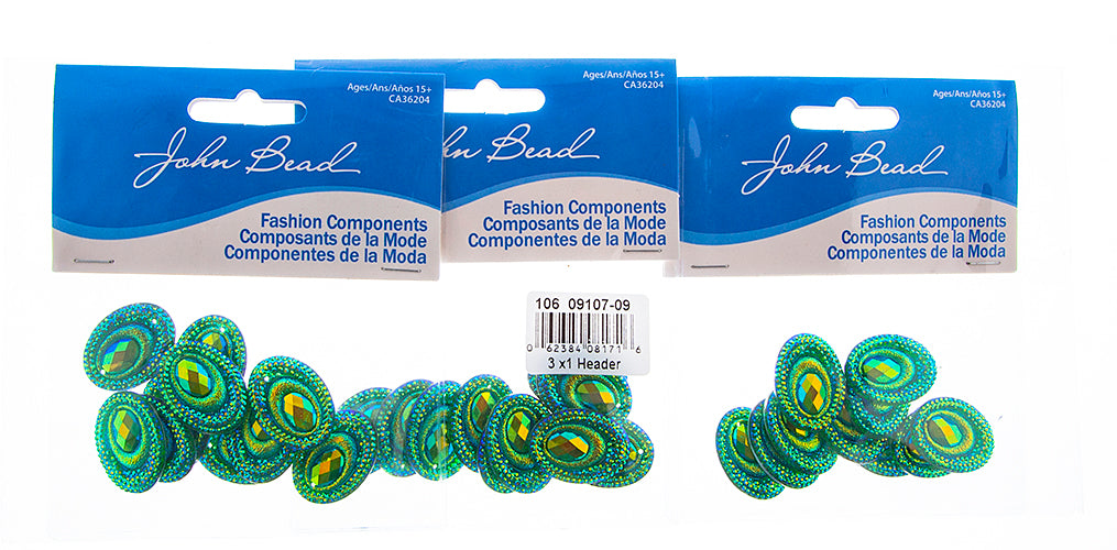 Resin Sew-On Peacock 10pcs 18x25mm Oval 