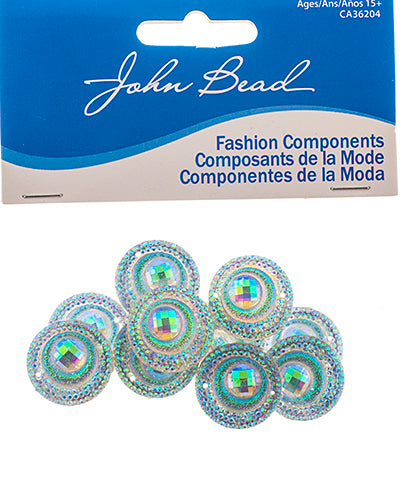 Resin Sew-On Peacock 10pcs 20mm Round 