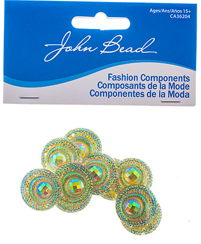 Resin Sew-On Peacock 10pcs 20mm Round 