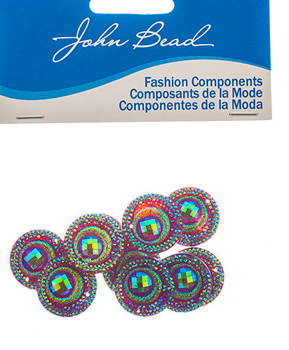 Resin Sew-On Peacock 10pcs 20mm Round 