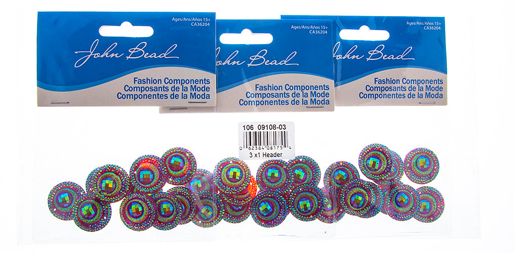 Resin Sew-On Peacock 10pcs 20mm Round 