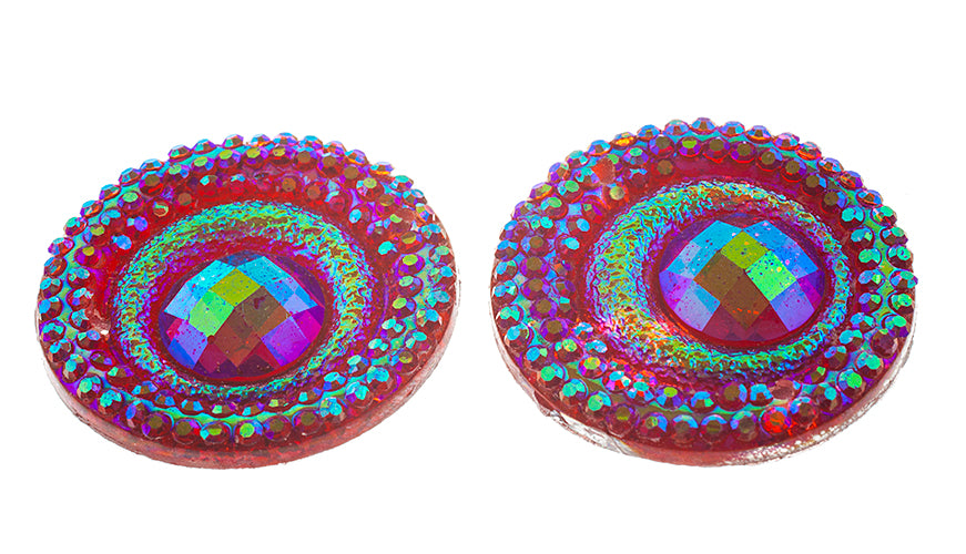 Resin Sew-On Peacock 10pcs 20mm Round 