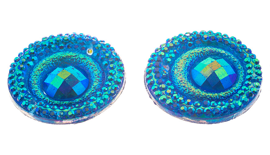 Resin Sew-On Peacock 10pcs 20mm Round 
