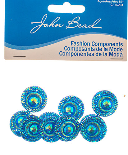 Resin Sew-On Peacock 10pcs 20mm Round 