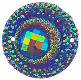 Resin Sew-On Peacock 10pcs 20mm Round