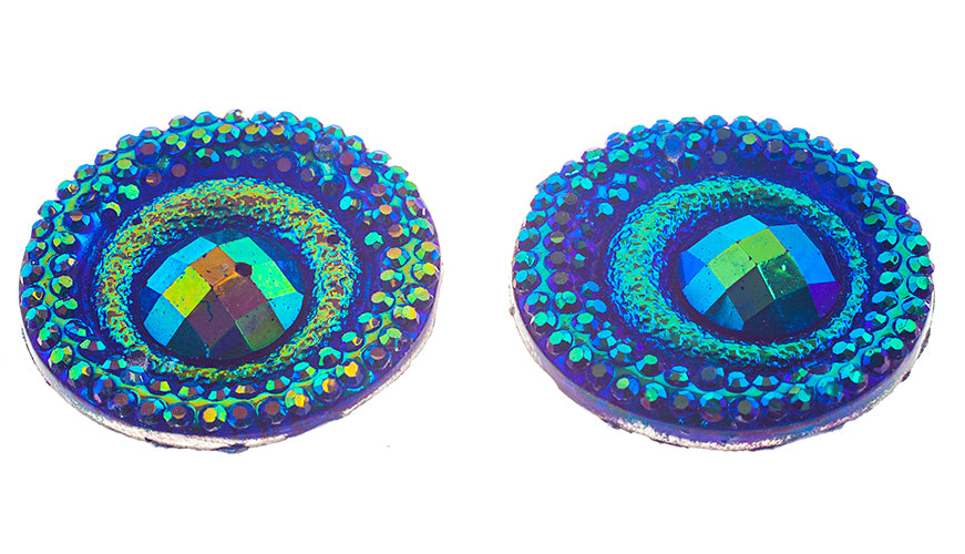 Resin Sew-On Peacock 10pcs 20mm Round 