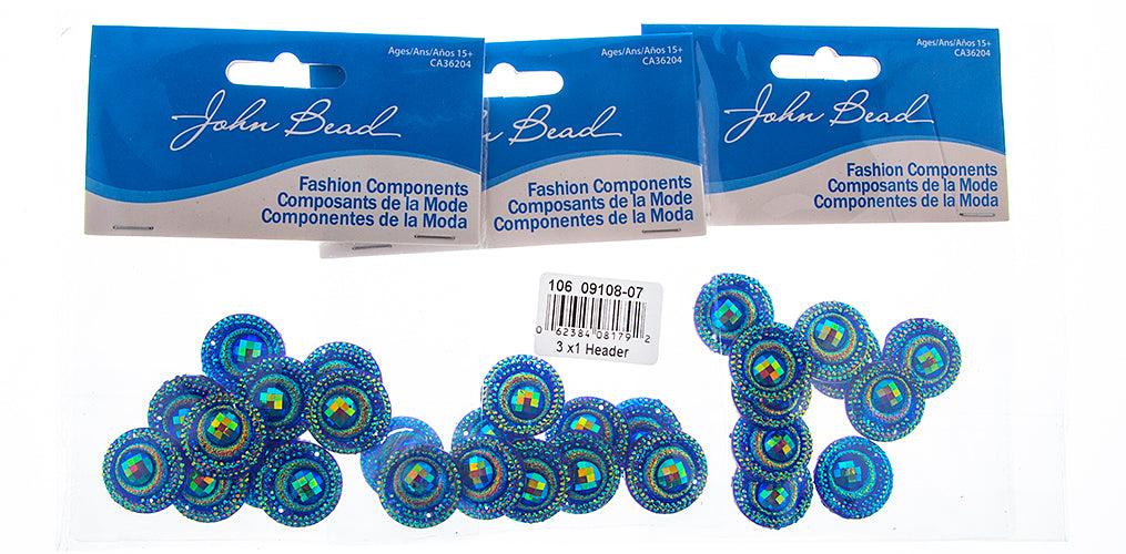 Resin Sew-On Peacock 10pcs 20mm Round 