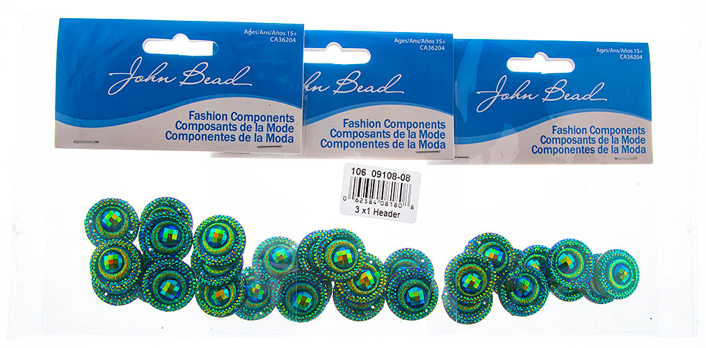 Resin Sew-On Peacock 10pcs 20mm Round 