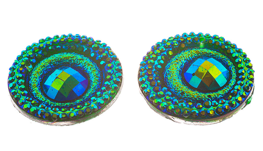 Resin Sew-On Peacock 10pcs 20mm Round 
