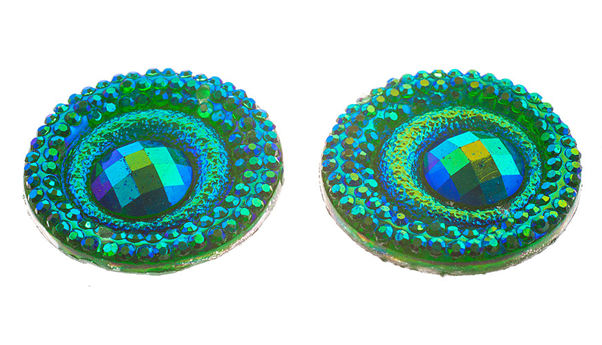 Resin Sew-On Peacock 10pcs 20mm Round 