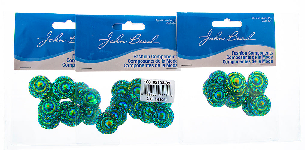 Resin Sew-On Peacock 10pcs 20mm Round 