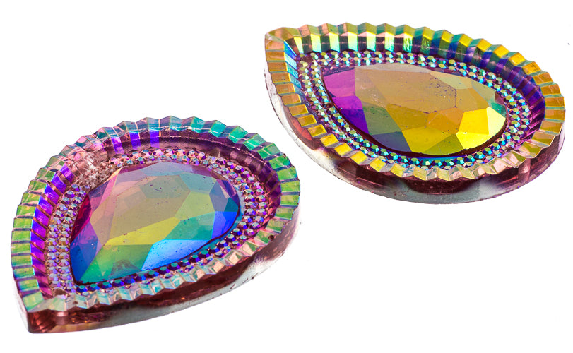 Resin Sew-On Piikki Stones 10pcs 20x30mm Drop 