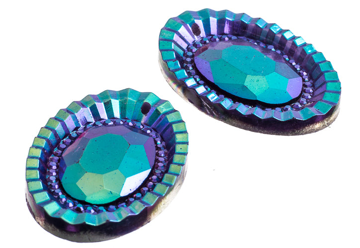 Resin Sew-On Piikki Stones 10pcs 18x25mm Oval 