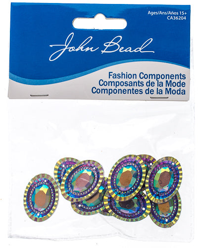 Resin Sew-On Piikki Stones 10pcs 18x25mm Oval 