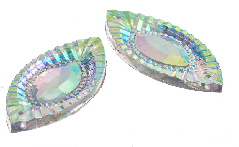 Resin Sew-On Piikki Stones 10pcs 18x40mm Navette 