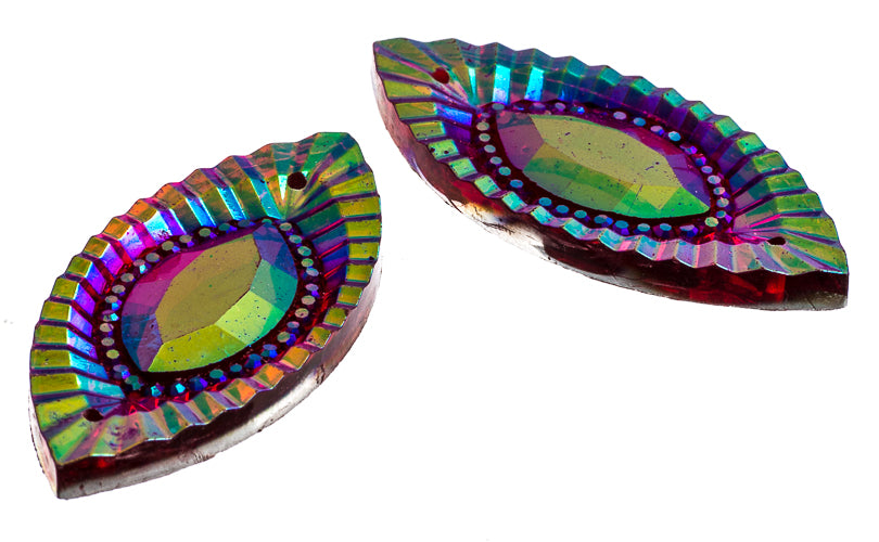 Resin Sew-On Piikki Stones 10pcs 18x40mm Navette 