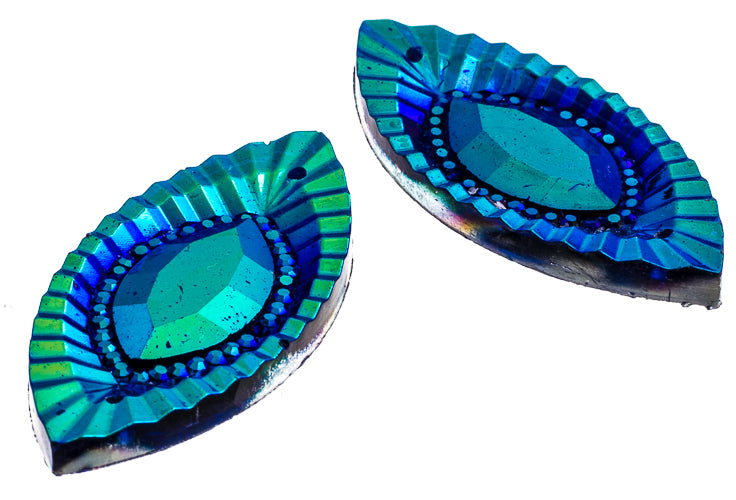 Resin Sew-On Piikki Stones 10pcs 18x40mm Navette 