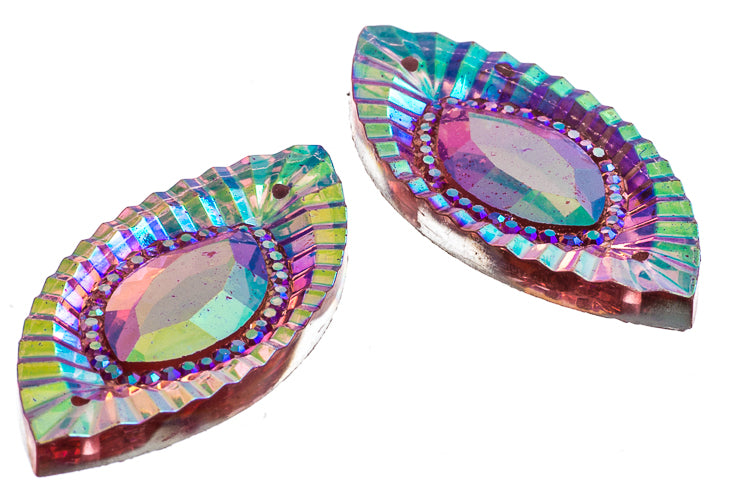 Resin Sew-On Piikki Stones 10pcs 18x40mm Navette 