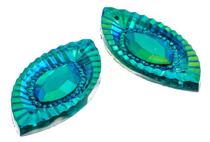 Resin Sew-On Piikki Stones 10pcs 18x40mm Navette 