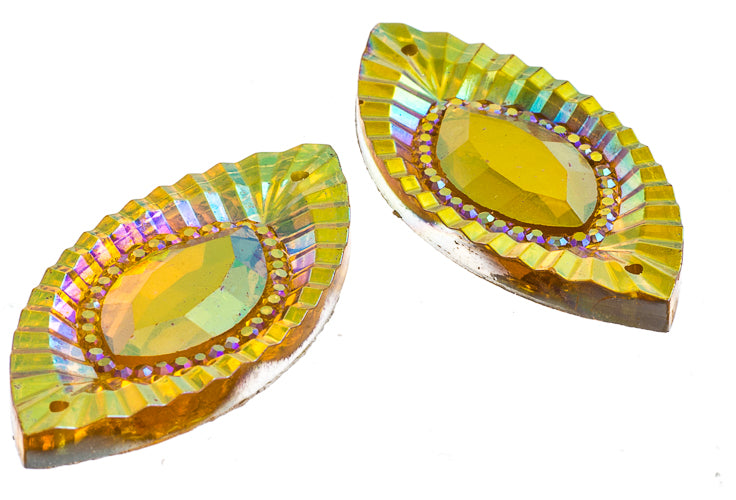 Resin Sew-On Piikki Stones 10pcs 18x40mm Navette 