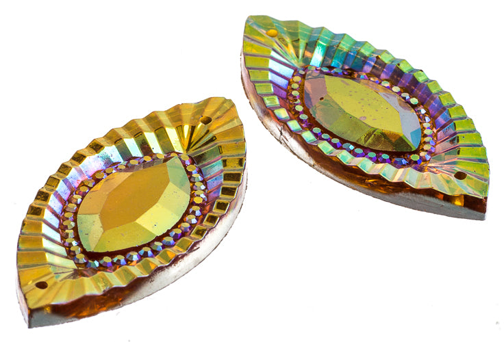 Resin Sew-On Piikki Stones 10pcs 18x40mm Navette 