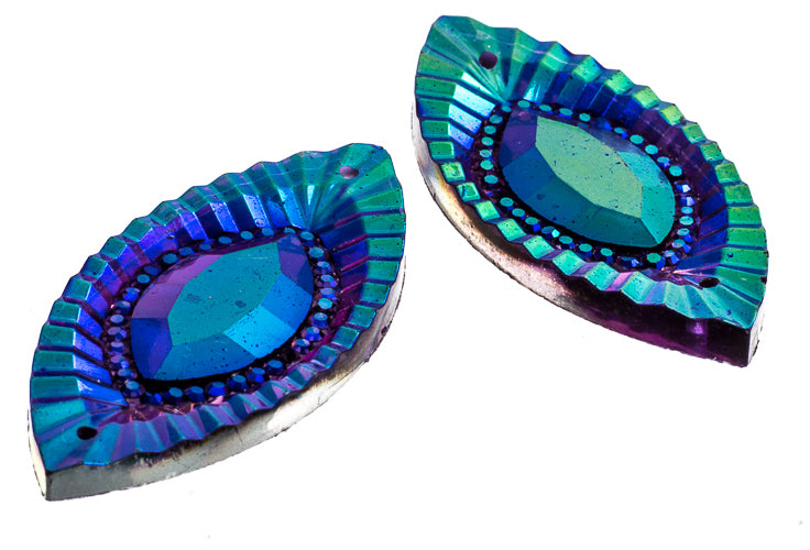 Resin Sew-On Piikki Stones 10pcs 18x40mm Navette 