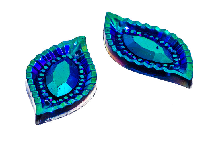 Resin Sew-On Piikki Stones 10pcs 15x30mm Navette 