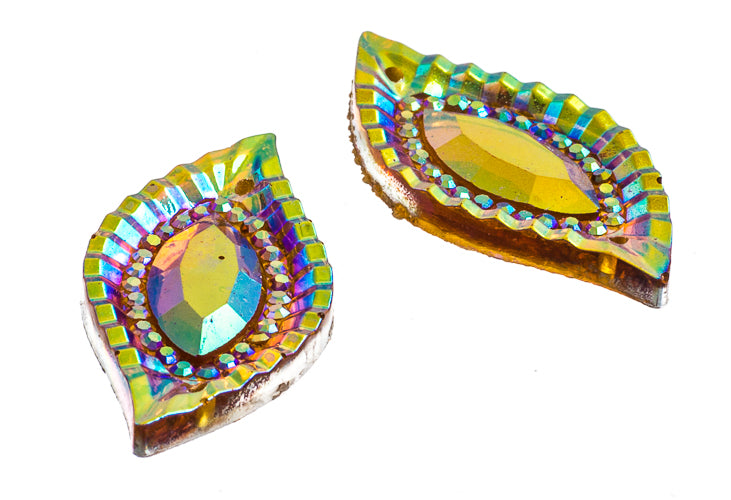 Resin Sew-On Piikki Stones 10pcs 15x30mm Navette 