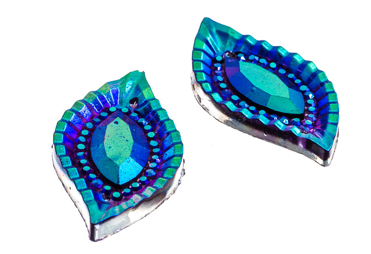 Resin Sew-On Piikki Stones 10pcs 15x30mm Navette 