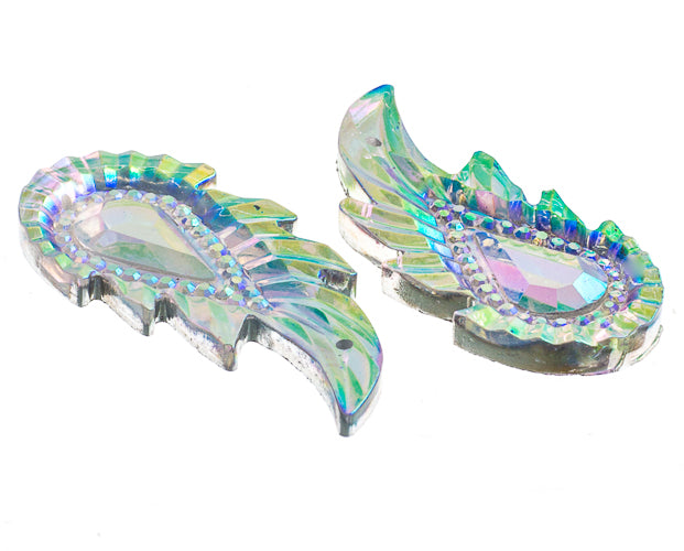 Resin Sew-On Piikki Stones 10pcs 17x36mm Leaf Crystal Aurora Borealis