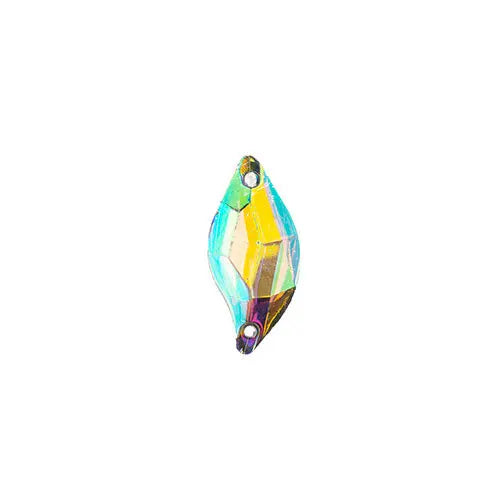 Resin Sew-On Leaf Rhinestone 14x30mm Crystal Aurora Borealis 100pcs/Bag