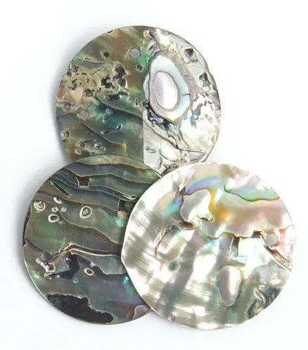 Shell Pendant With Top Hole 25mm Round Flat Abalone