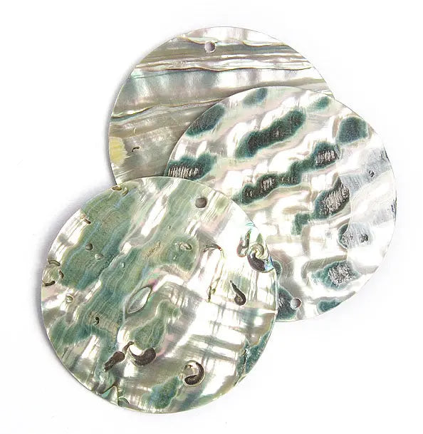 Shell Pendant With Top Hole 35mm Round Flat Abalone