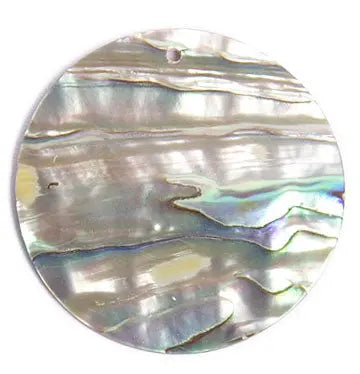 Shell Pendant With Top Hole 35mm Round Flat Abalone - Cosplay Supplies Inc