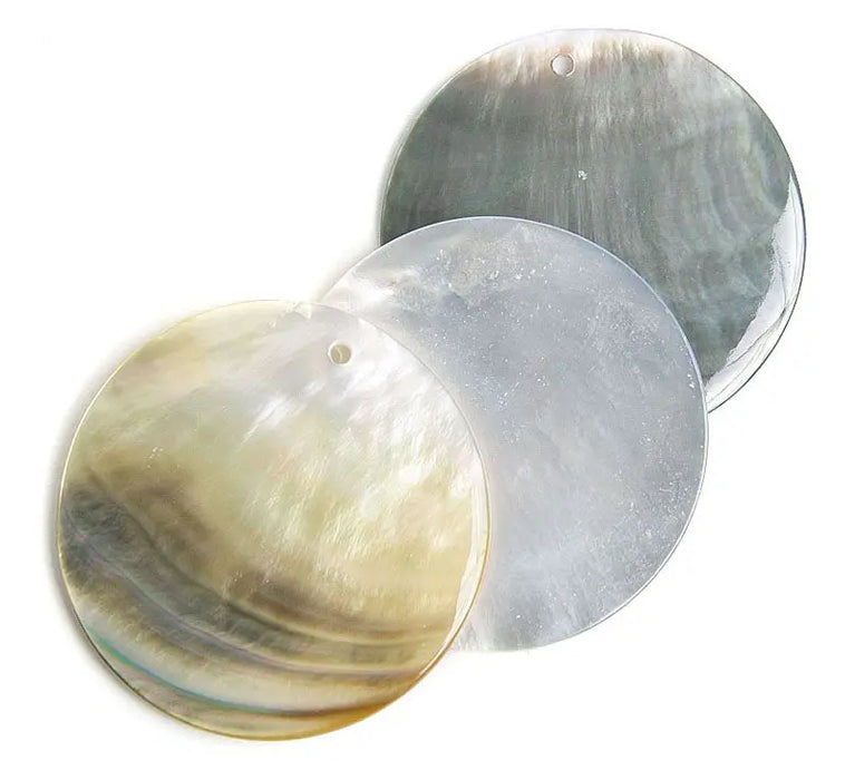 Shell Pendant With Top Hole 45mm Round Flat Abalone