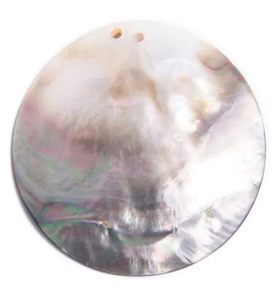Shell Pendant With Top Hole 55mm Round Flat Black Lip