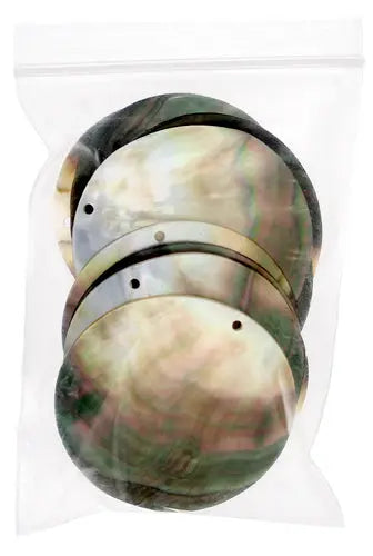 Shell Pendant With Top Hole 55mm Round Flat Black Lip