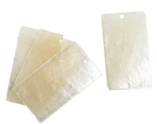 Shell Pendant With Top Hole 35x60mm Rectangular White