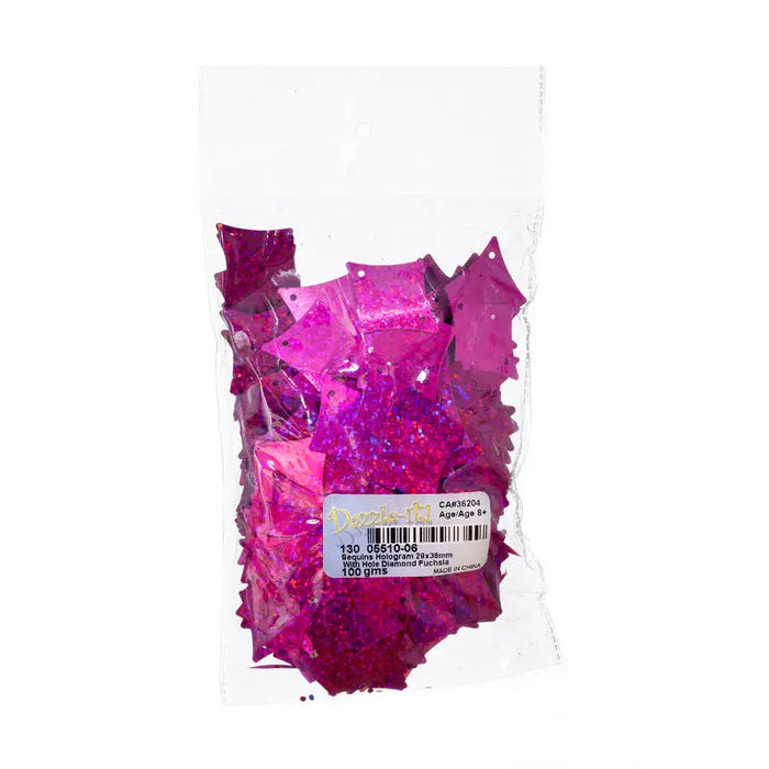Sequins Hologram 29x36mm With Hole Diamond 