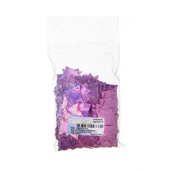Sequins Hologram 29x36mm With Hole Diamond 
