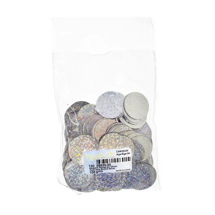 Sequins Hologram 30mm with 1mm Hole Round 
