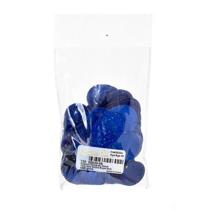 Sequins Hologram 30mm with 1mm Hole Round 