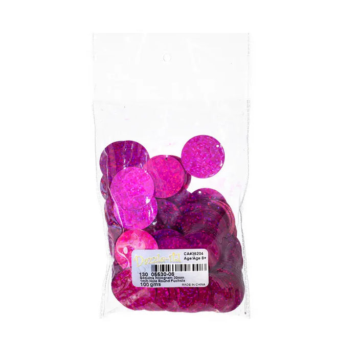 Sequins Hologram 30mm with 1mm Hole Round 
